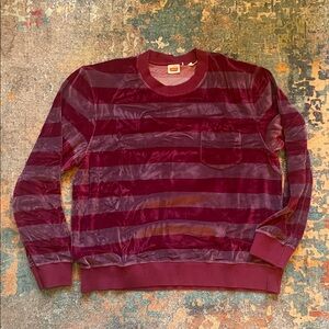 Levi’s Vintage Clothing Striped Burgundy Brushed Velour Sweater for Men